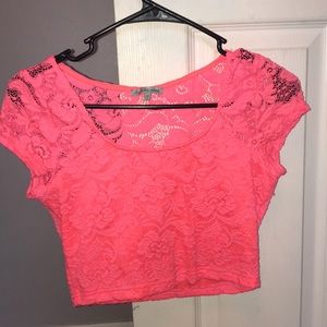 Pink Lace Crop Top